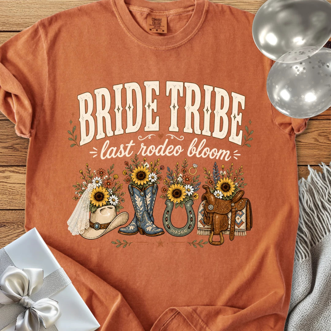Bride Tribe, Last Rodeo Bloom - Premium Bridal Party T-Shirt