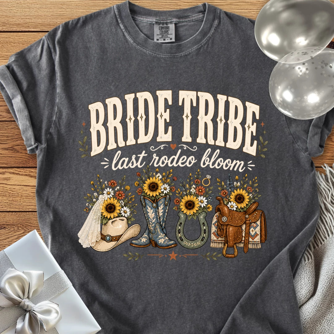 Bride Tribe, Last Rodeo Bloom - Premium Bridal Party T-Shirt