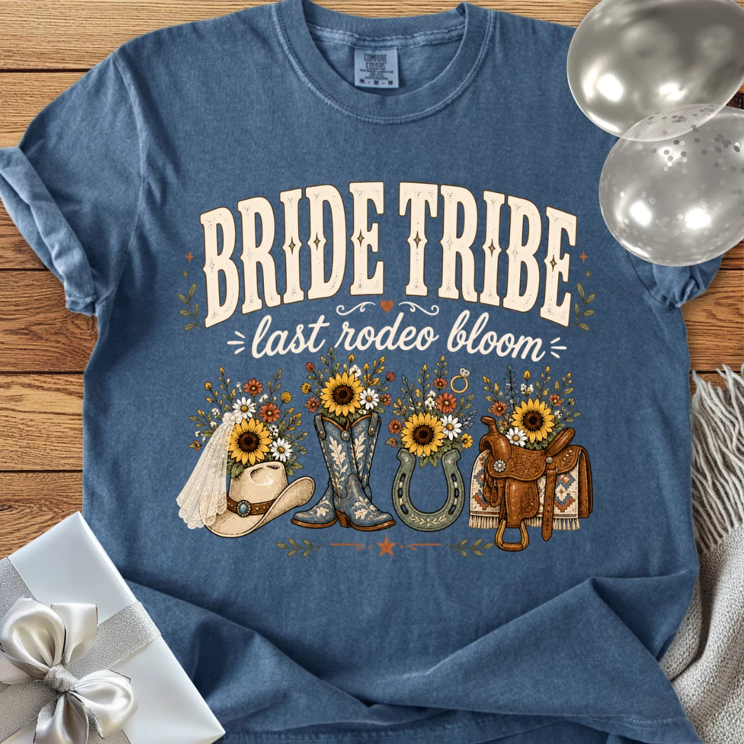 Bride Tribe, Last Rodeo Bloom - Premium Bridal Party T-Shirt