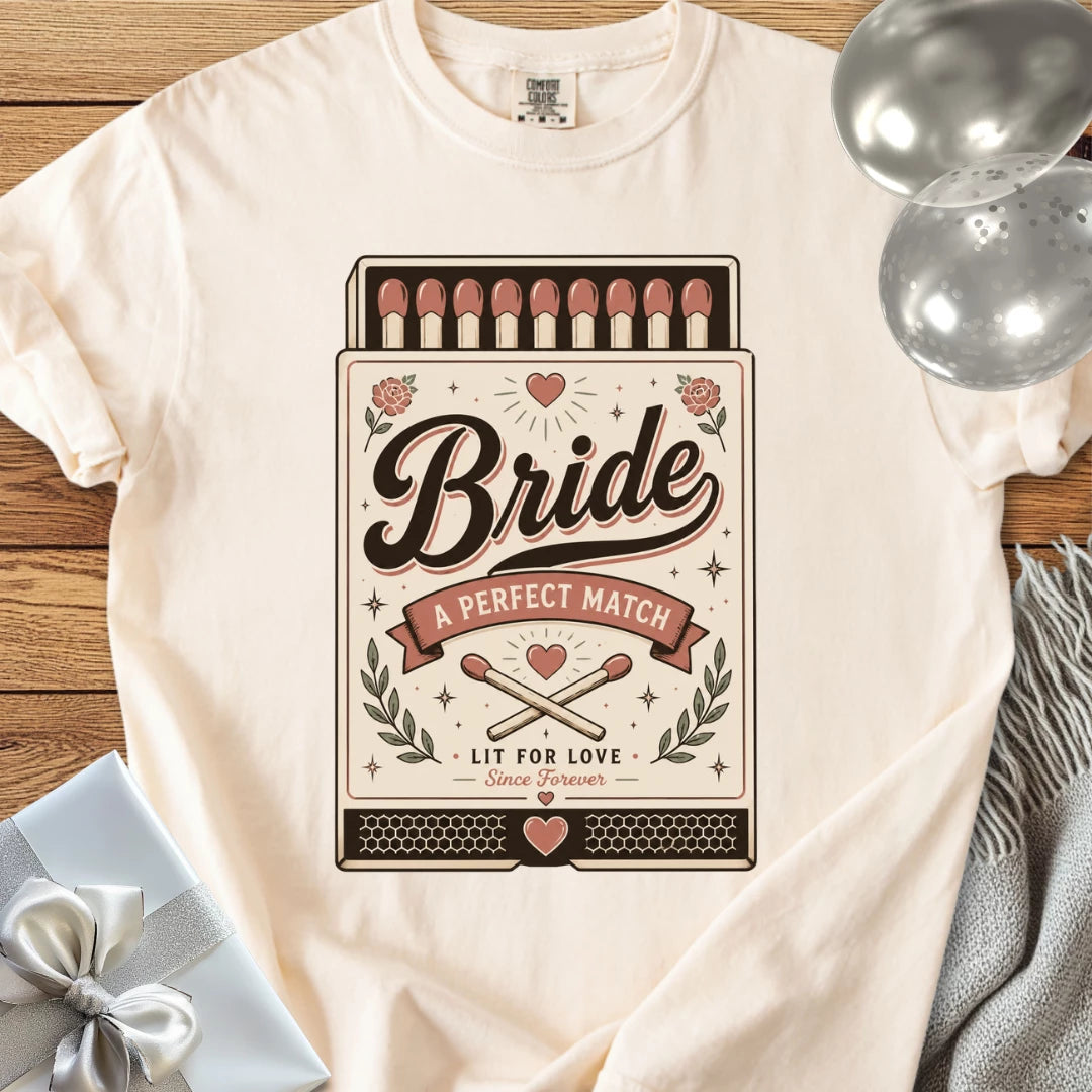 Bride, A Perfect Match - Premium Wedding T-Shirt