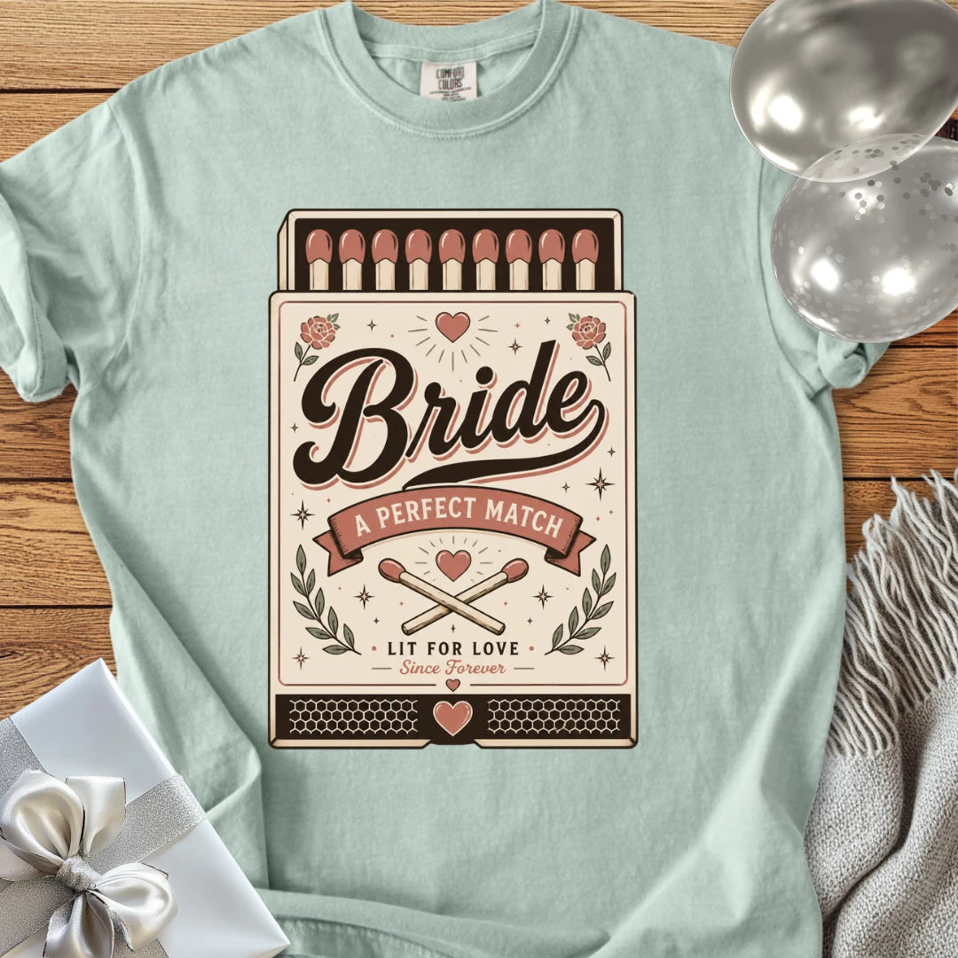 Bride, A Perfect Match - Premium Wedding T-Shirt