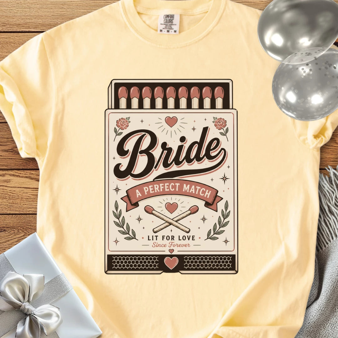 Bride, A Perfect Match - Premium Wedding T-Shirt