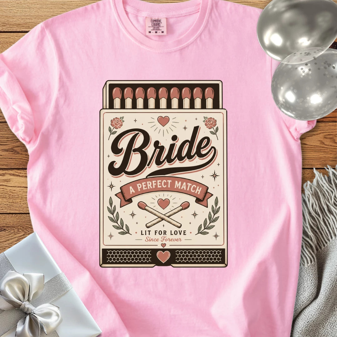 Bride, A Perfect Match - Premium Wedding T-Shirt