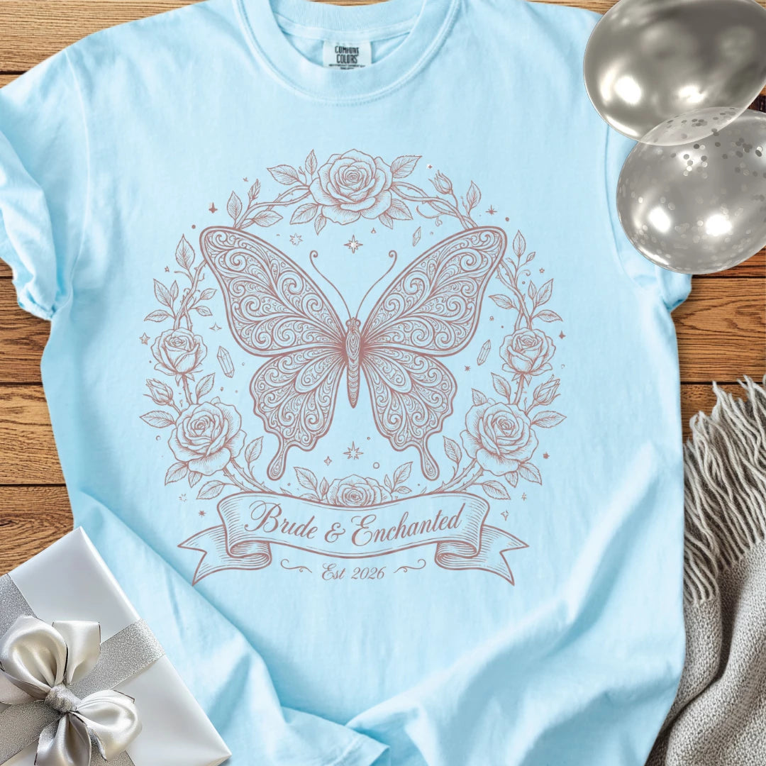 Bride & Enchanted, Est 2026 - Bridal Party T-Shirt