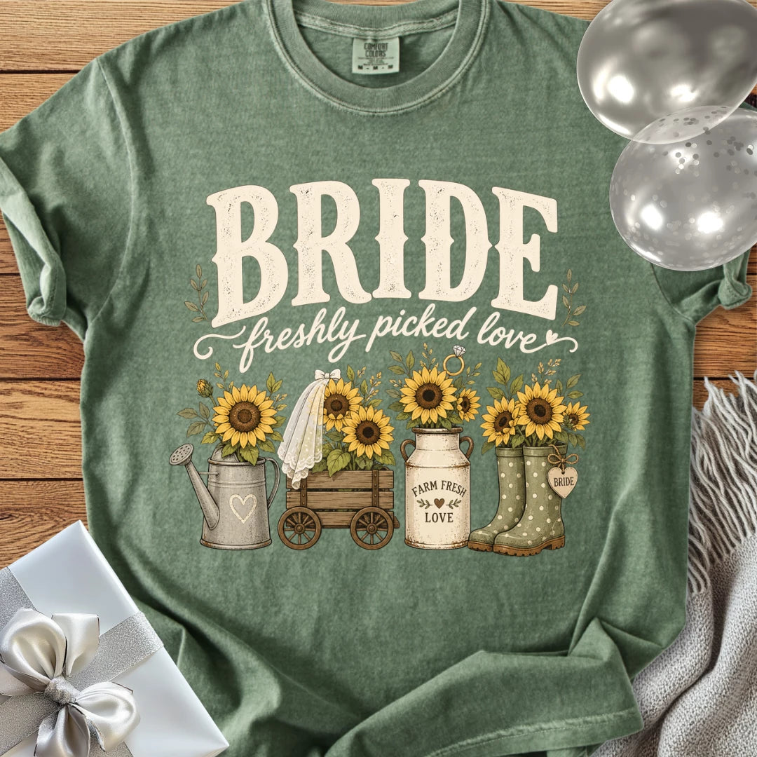 Bride, Freshly Picked Love - Premium Wedding T-Shirt