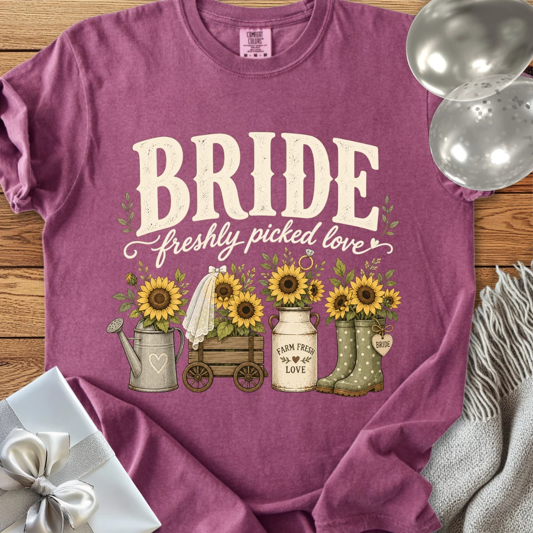 Bride, Freshly Picked Love - Premium Wedding T-Shirt