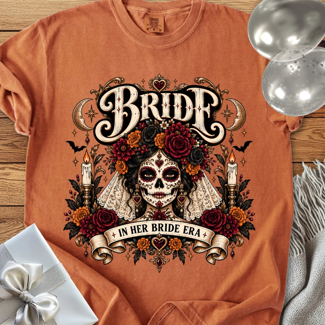 Bride, In Her Bride Era - Premium Halloween Wedding T-Shirt