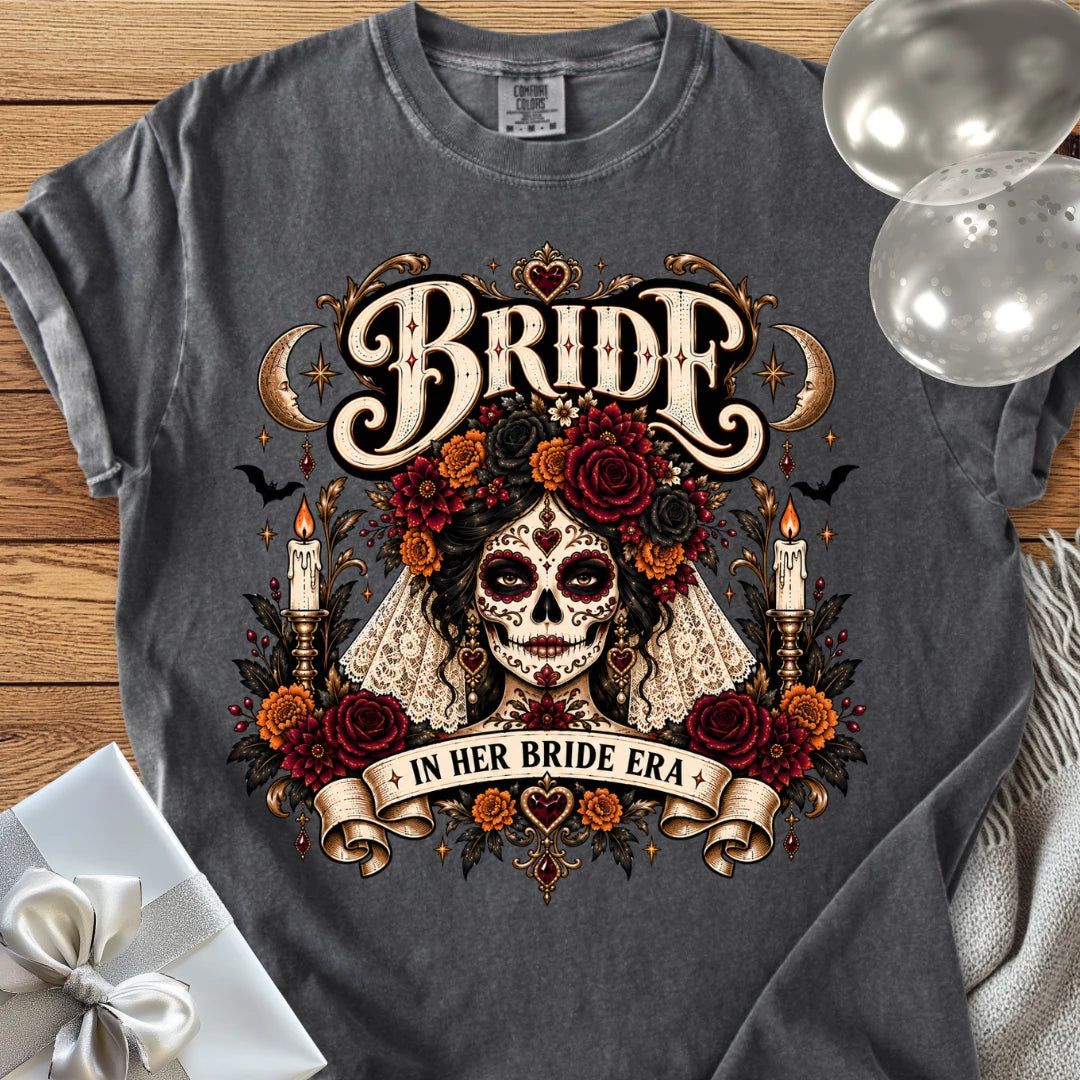 Bride, In Her Bride Era - Premium Halloween Wedding T-Shirt
