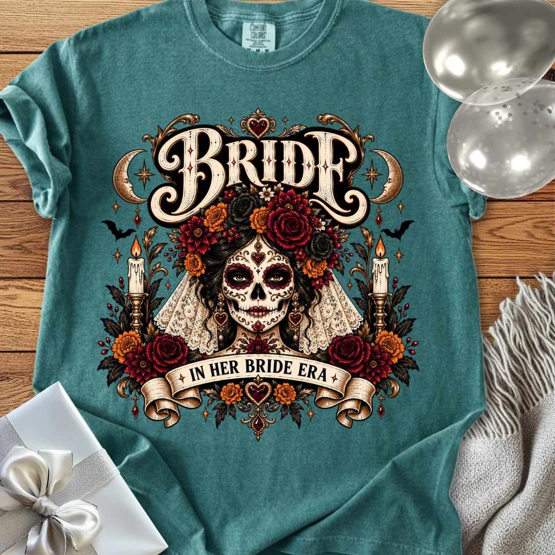 Bride, In Her Bride Era - Premium Halloween Wedding T-Shirt