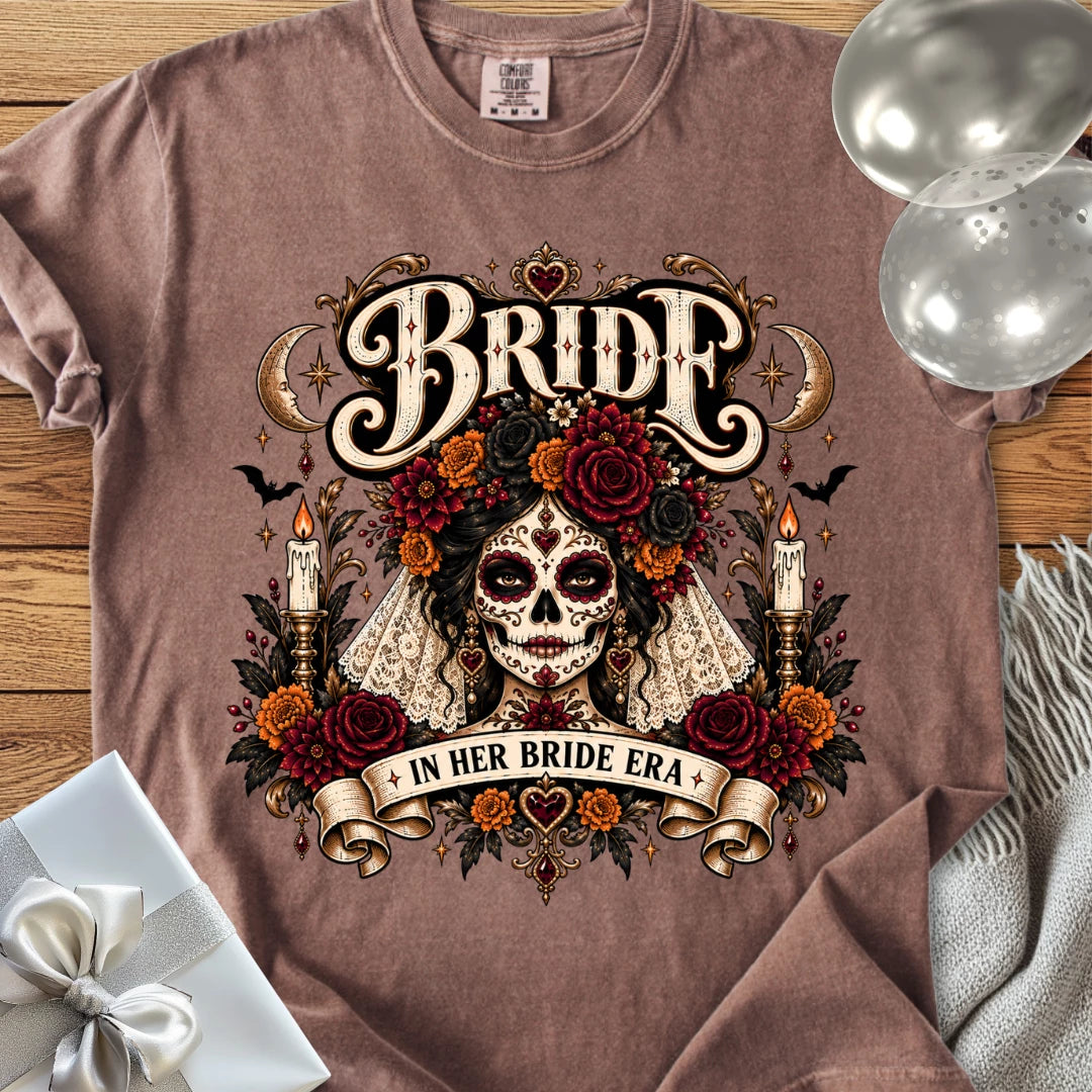 Bride, In Her Bride Era - Premium Halloween Wedding T-Shirt