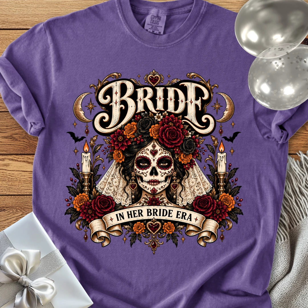 Bride, In Her Bride Era - Premium Halloween Wedding T-Shirt