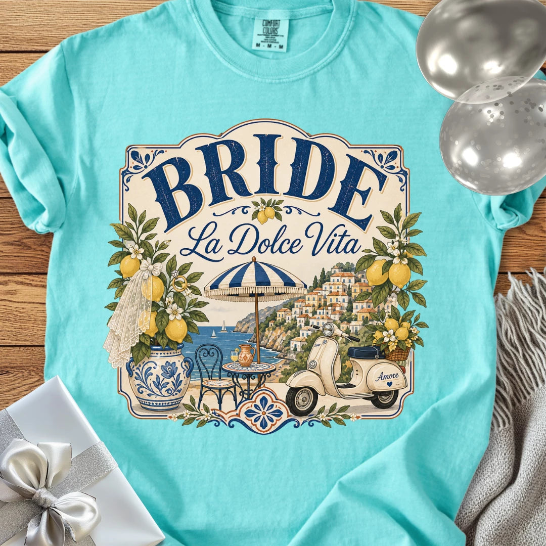 Bride, 'La Dolce Vita' - Premium Bridal Party T-Shirt