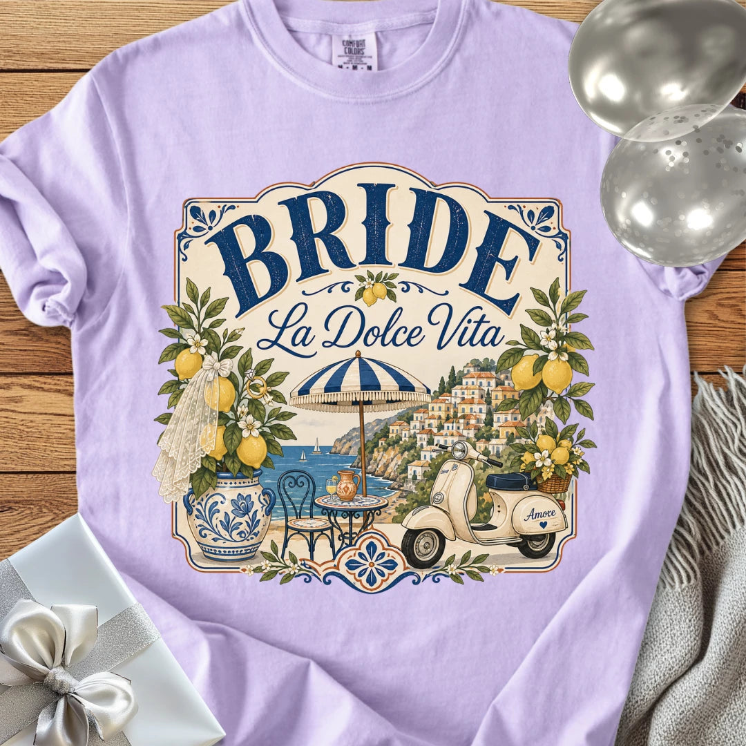 Bride, 'La Dolce Vita' - Premium Bridal Party T-Shirt