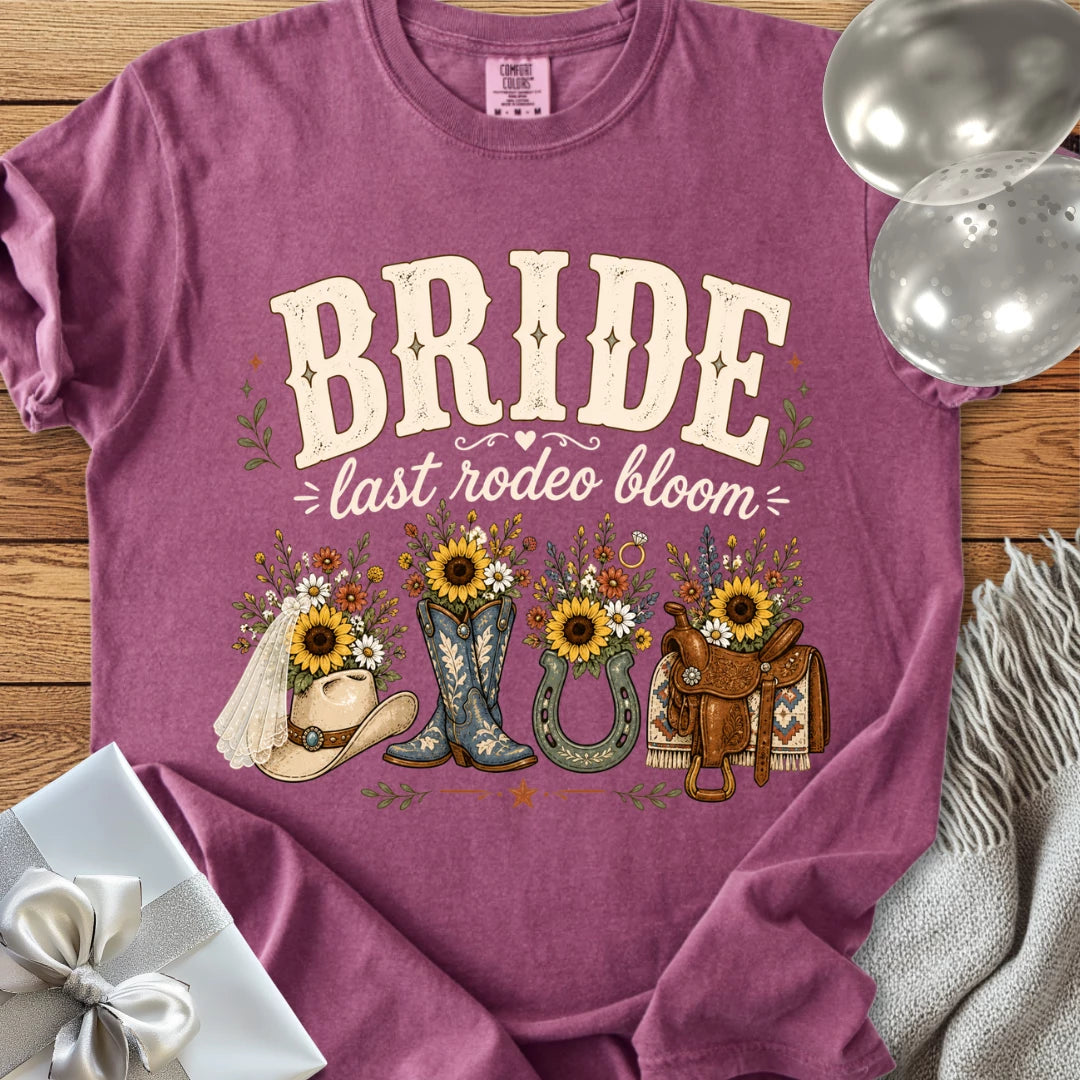 Bride, Last Rodeo Bloom - Premium Bridal Party T-Shirt