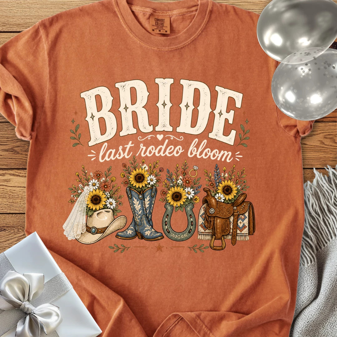 Bride, Last Rodeo Bloom - Premium Bridal Party T-Shirt