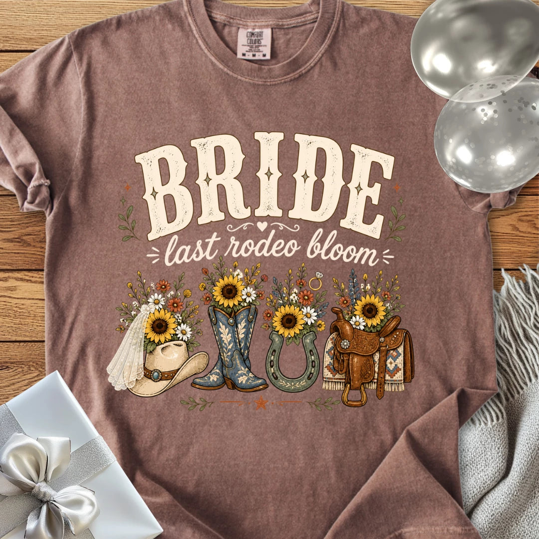 Bride, Last Rodeo Bloom - Premium Bridal Party T-Shirt