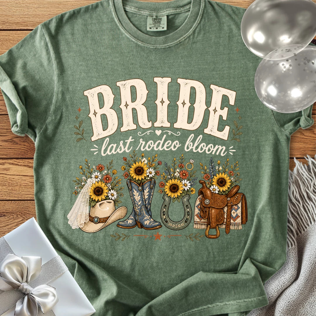 Bride, Last Rodeo Bloom - Premium Bridal Party T-Shirt
