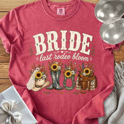 Bride, Last Rodeo Bloom - Premium Bridal Party T-Shirt