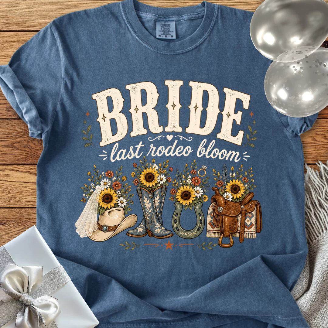 Bride, Last Rodeo Bloom - Premium Bridal Party T-Shirt