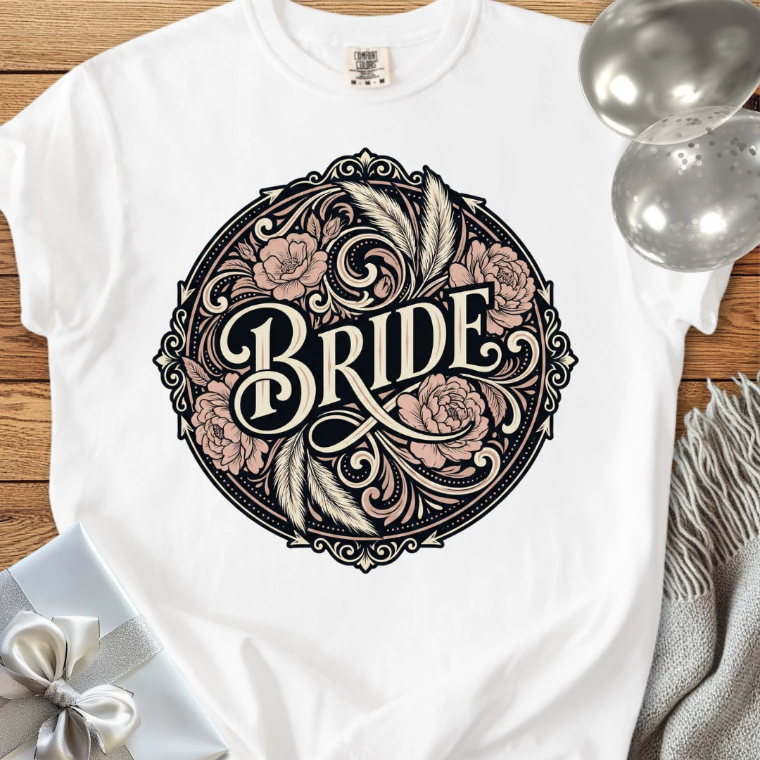 Bride - Premium Ornate Peony Wedding T-Shirt