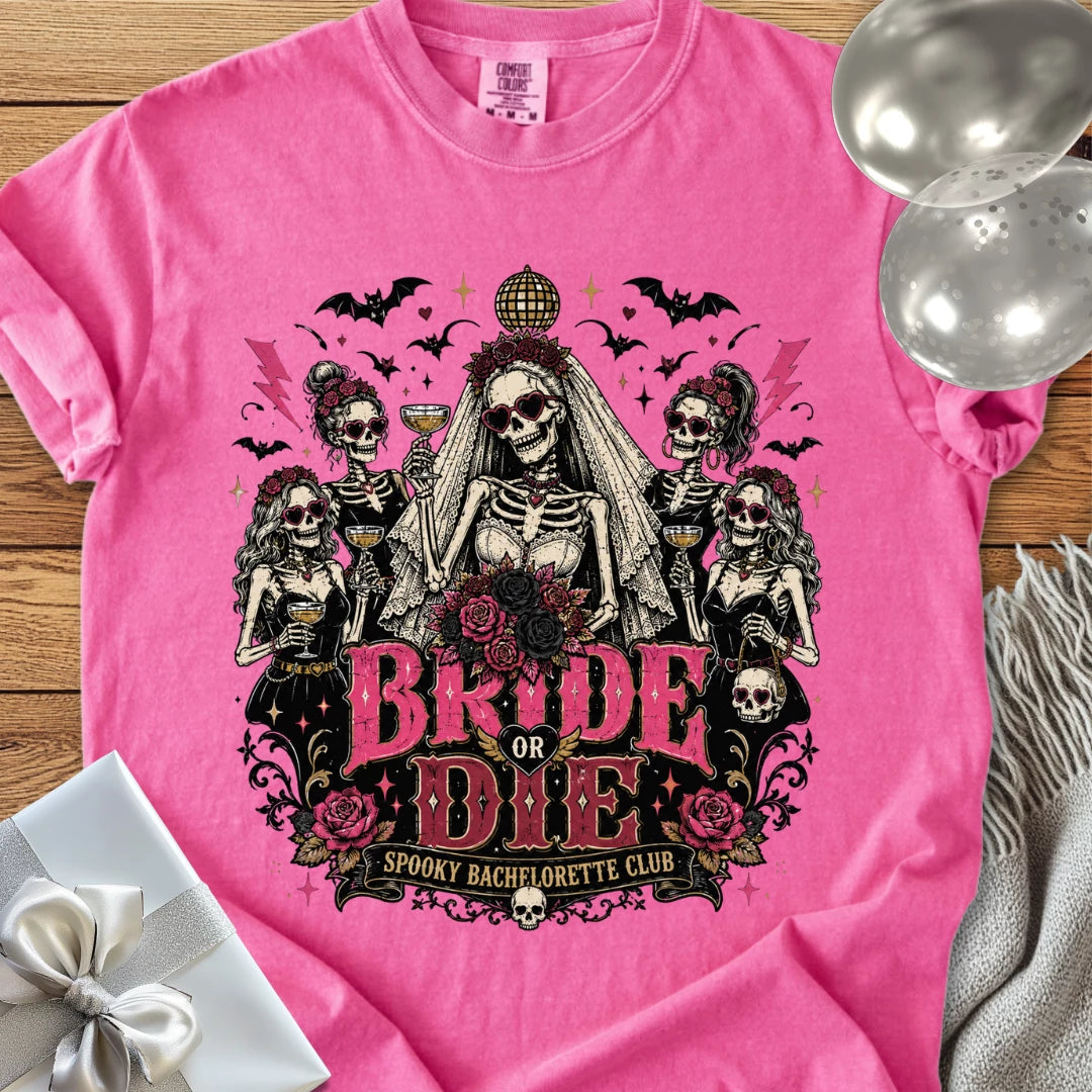 Bride or Die, Spooky Bachelorette Club - Premium Halloween Bachelorette T-Shirt