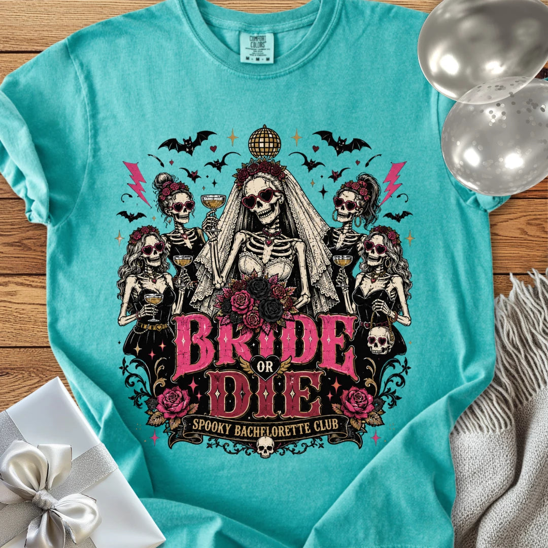 Bride or Die, Spooky Bachelorette Club - Premium Halloween Bachelorette T-Shirt