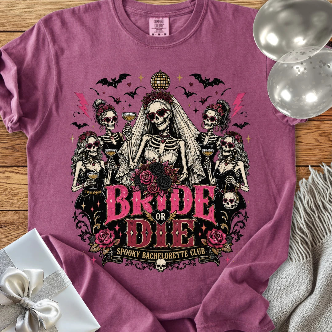 Bride or Die, Spooky Bachelorette Club - Premium Halloween Bachelorette T-Shirt