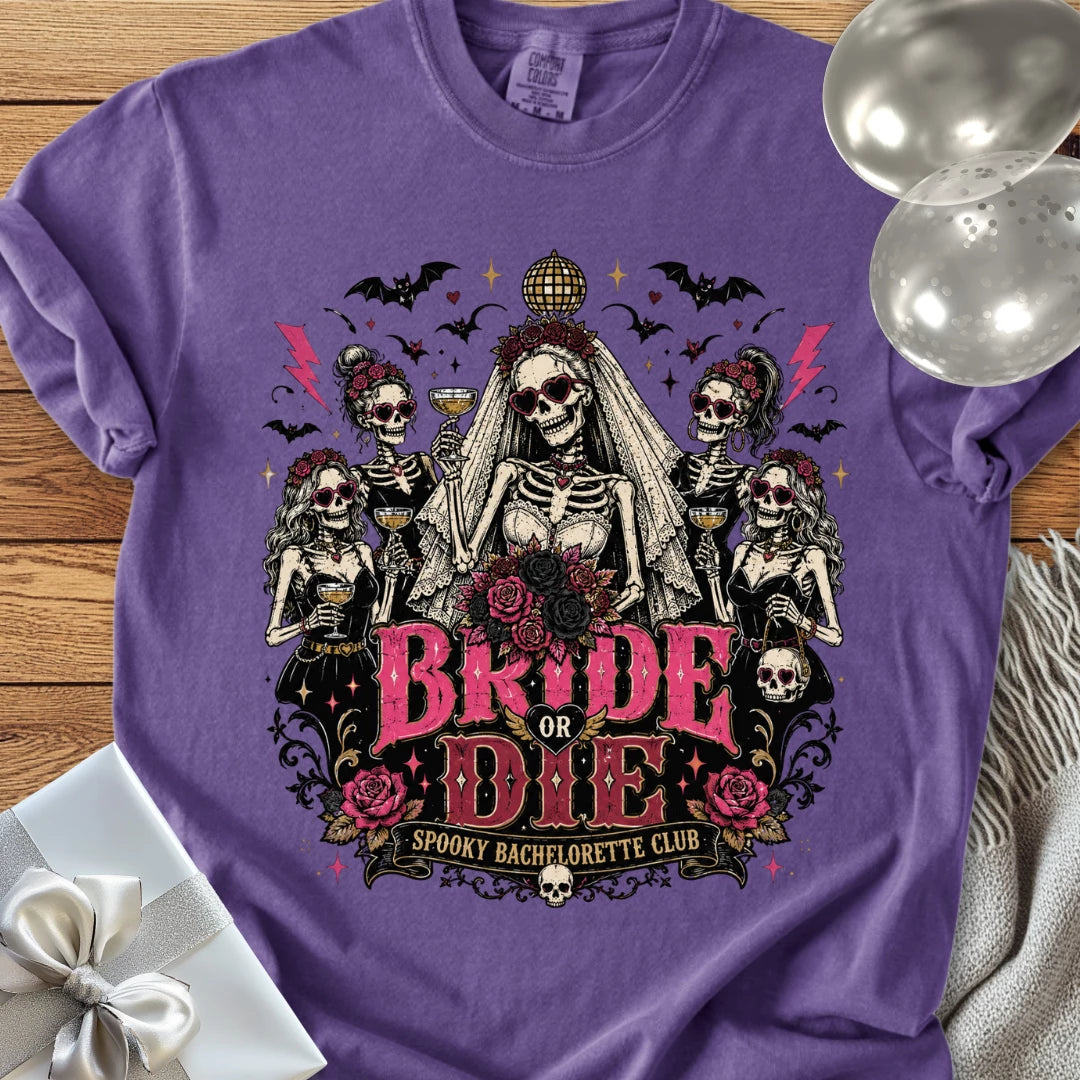 Bride or Die, Spooky Bachelorette Club - Premium Halloween Bachelorette T-Shirt