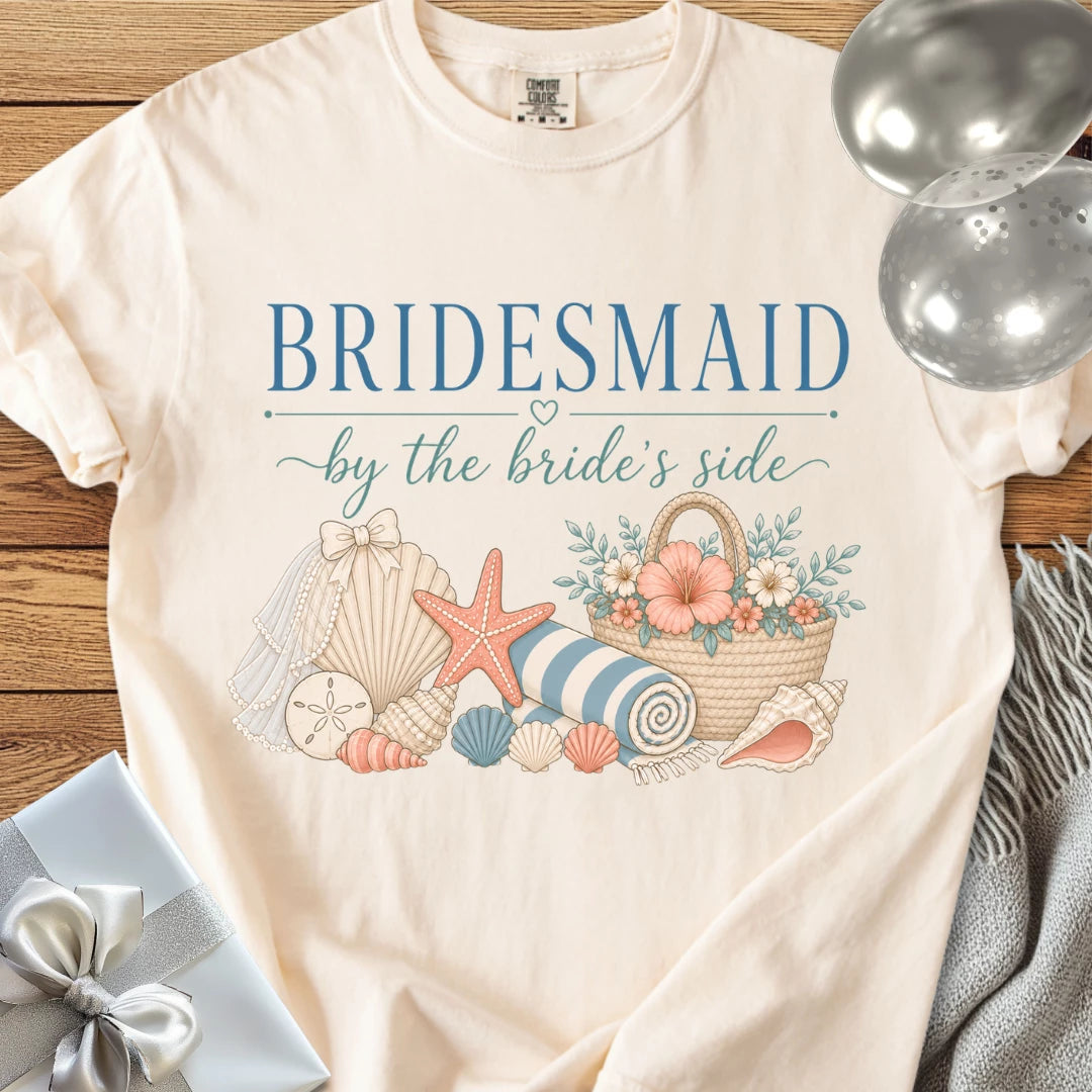 Bridesmaid, By the Bride's Side - Premium Bridal Party T-Shirt