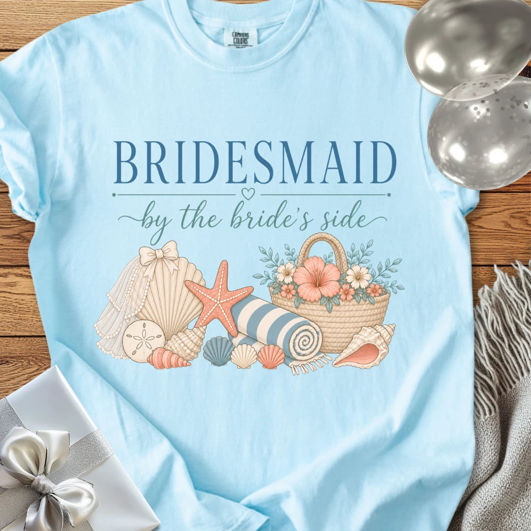 Bridesmaid, By the Bride's Side - Premium Bridal Party T-Shirt