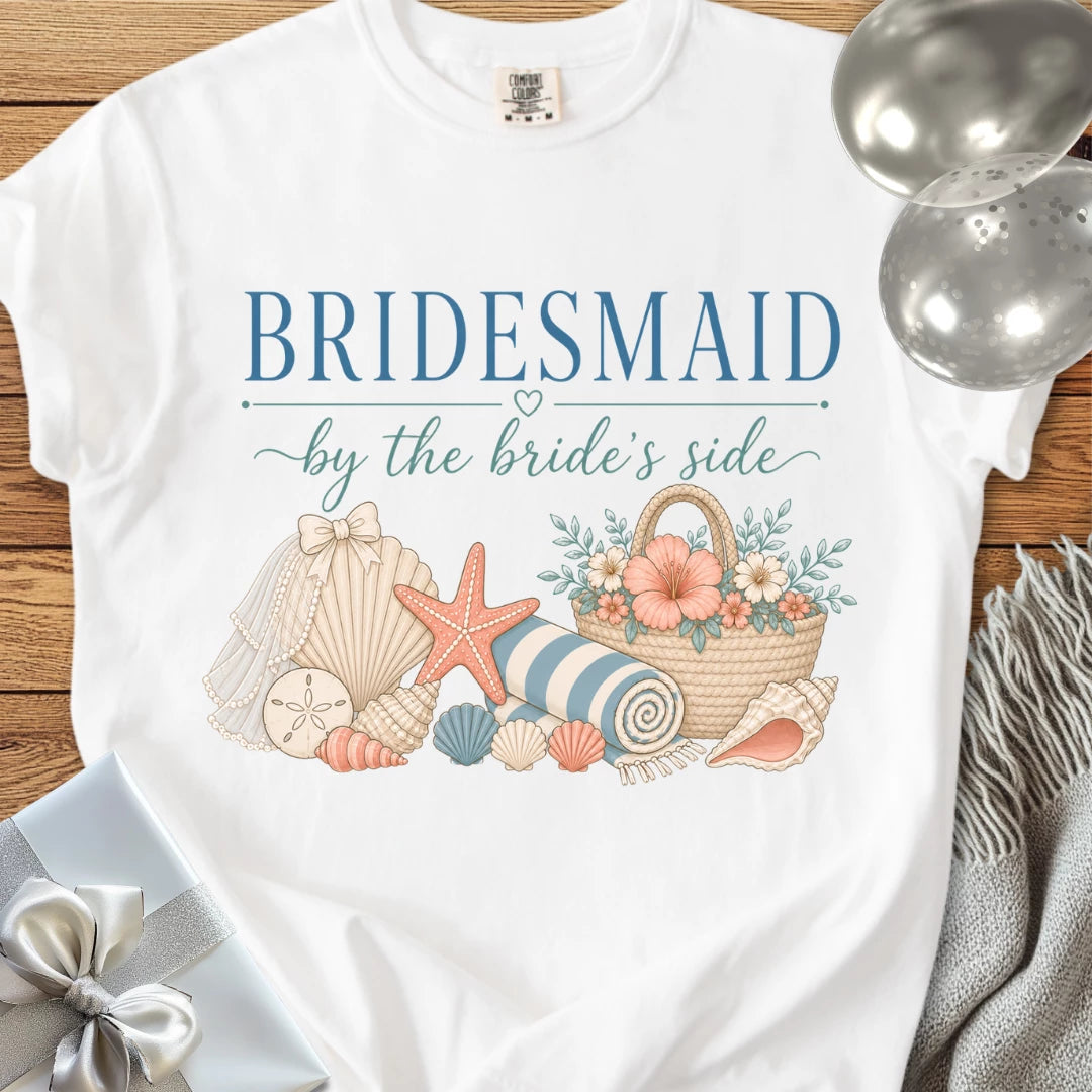 Bridesmaid, By the Bride's Side - Premium Bridal Party T-Shirt