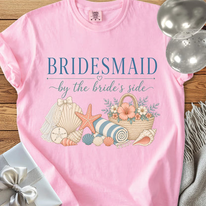 Bridesmaid, By the Bride's Side - Premium Bridal Party T-Shirt
