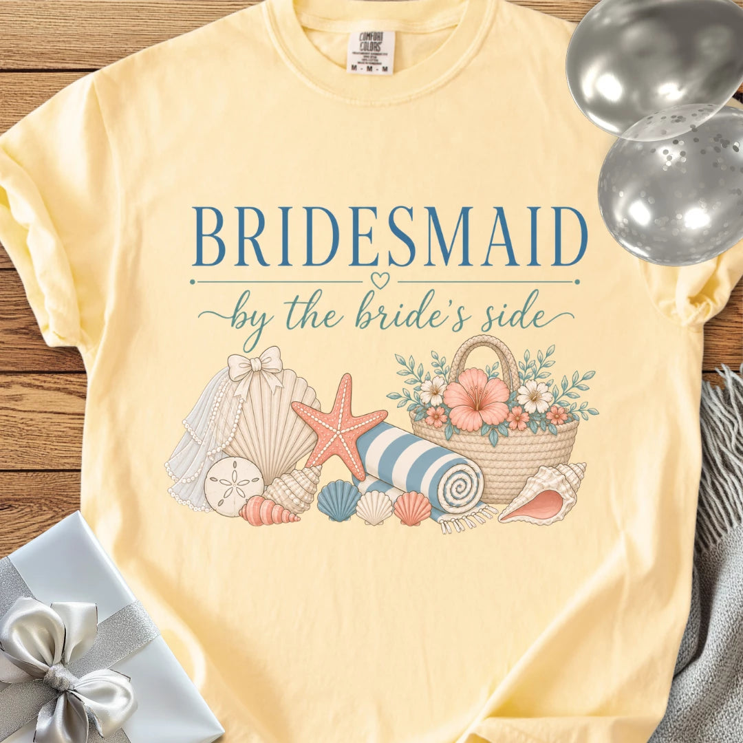 Bridesmaid, By the Bride's Side - Premium Bridal Party T-Shirt