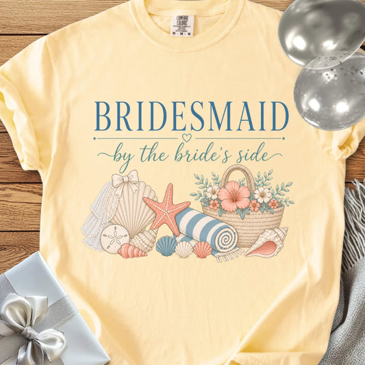 Bridesmaid, By the Bride's Side - Premium Bridal Party T-Shirt
