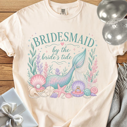 Bridesmaid, 'By the Bride's Tide' - Premium Wedding T-Shirt