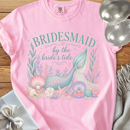 Bridesmaid, 'By the Bride's Tide' - Premium Wedding T-Shirt