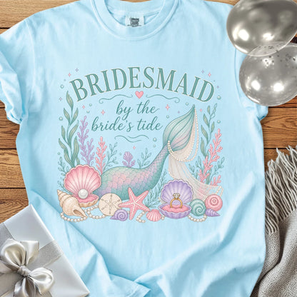Bridesmaid, 'By the Bride's Tide' - Premium Wedding T-Shirt
