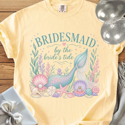 Bridesmaid, 'By the Bride's Tide' - Premium Wedding T-Shirt