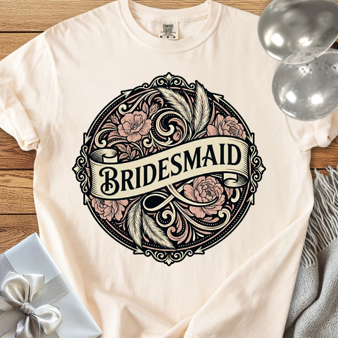 Bridesmaid - Premium Ornate Peony Wedding T-Shirt