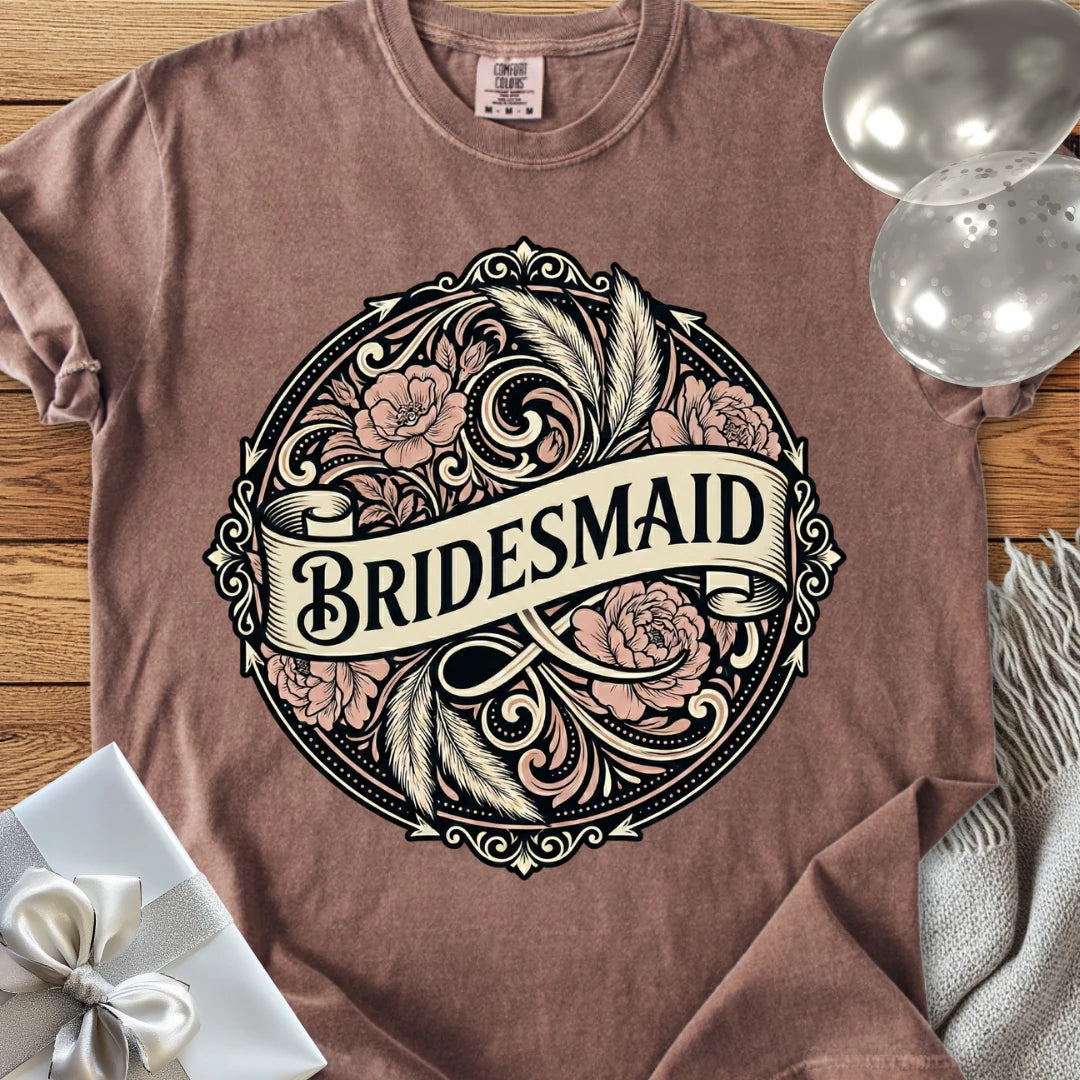Bridesmaid - Premium Ornate Peony Wedding T-Shirt