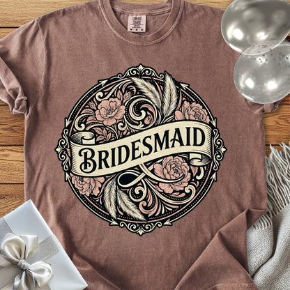Bridesmaid - Premium Ornate Peony Wedding T-Shirt