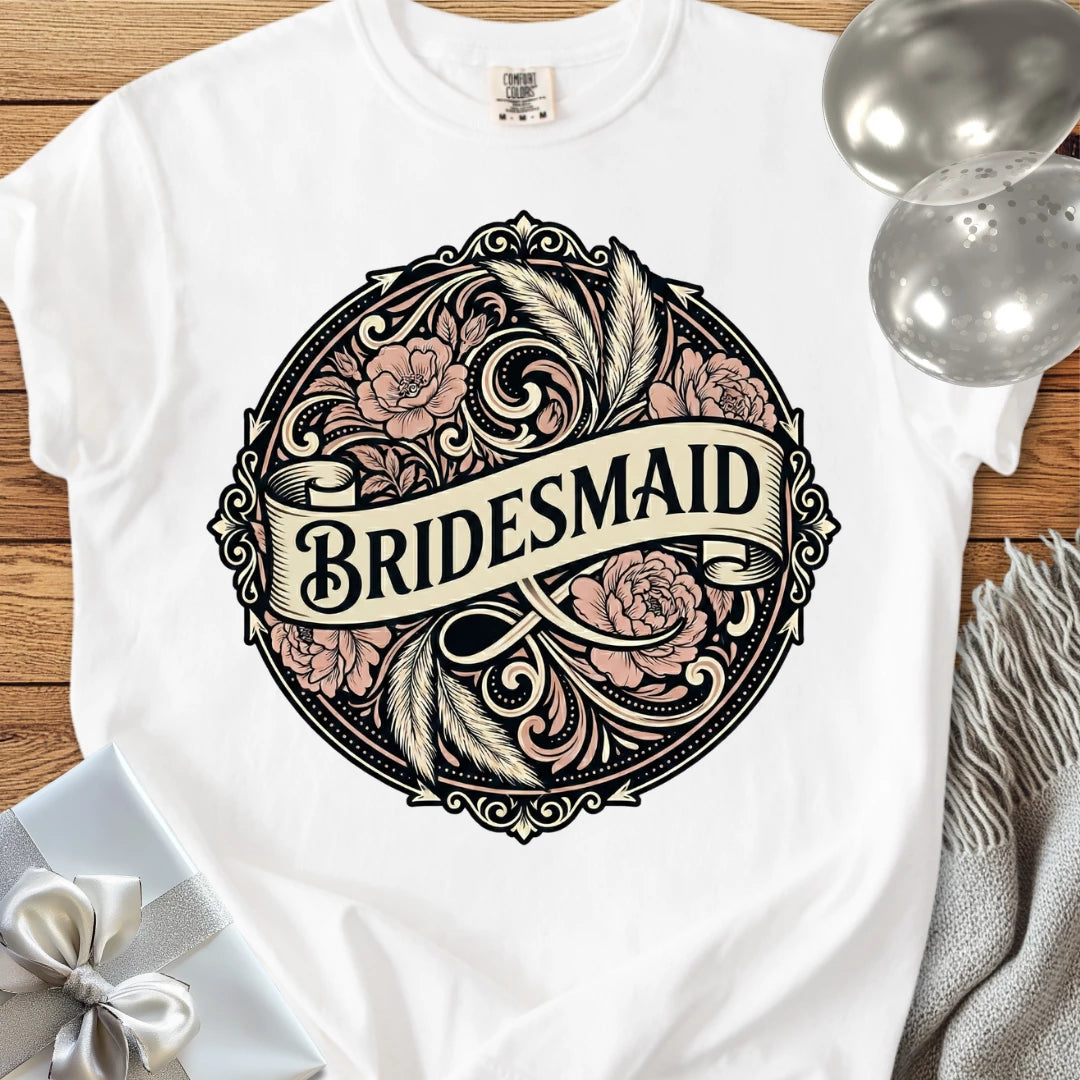 Bridesmaid - Premium Ornate Peony Wedding T-Shirt