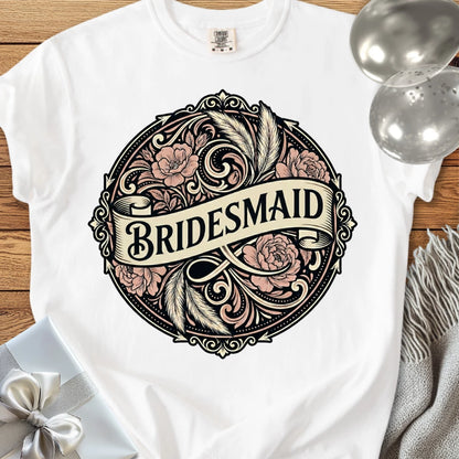 Bridesmaid - Premium Ornate Peony Wedding T-Shirt
