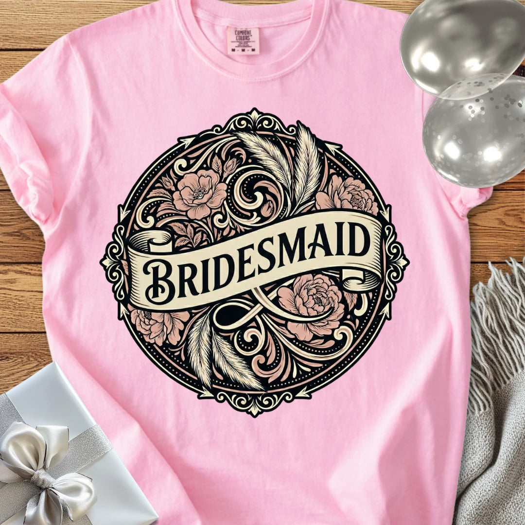 Bridesmaid - Premium Ornate Peony Wedding T-Shirt