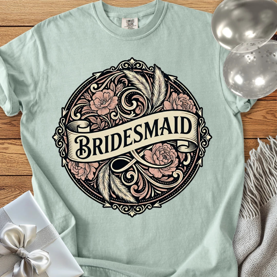 Bridesmaid - Premium Ornate Peony Wedding T-Shirt