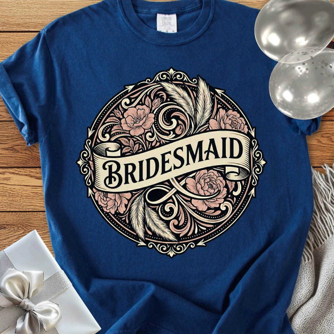 Bridesmaid - Premium Ornate Peony Wedding T-Shirt