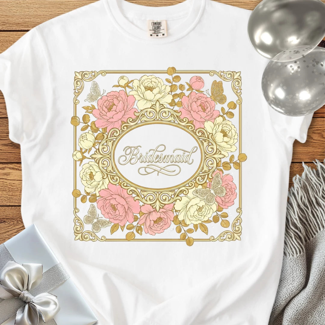 Bridesmaid - Premium Peony Wedding T-Shirt
