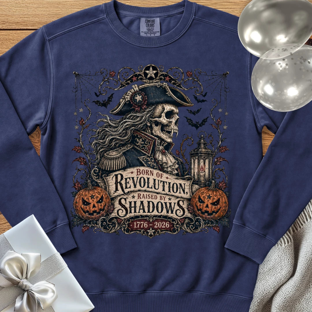Born of Revolution, Raised by Shadows - Premium America 250 Halloween Sweatshirt