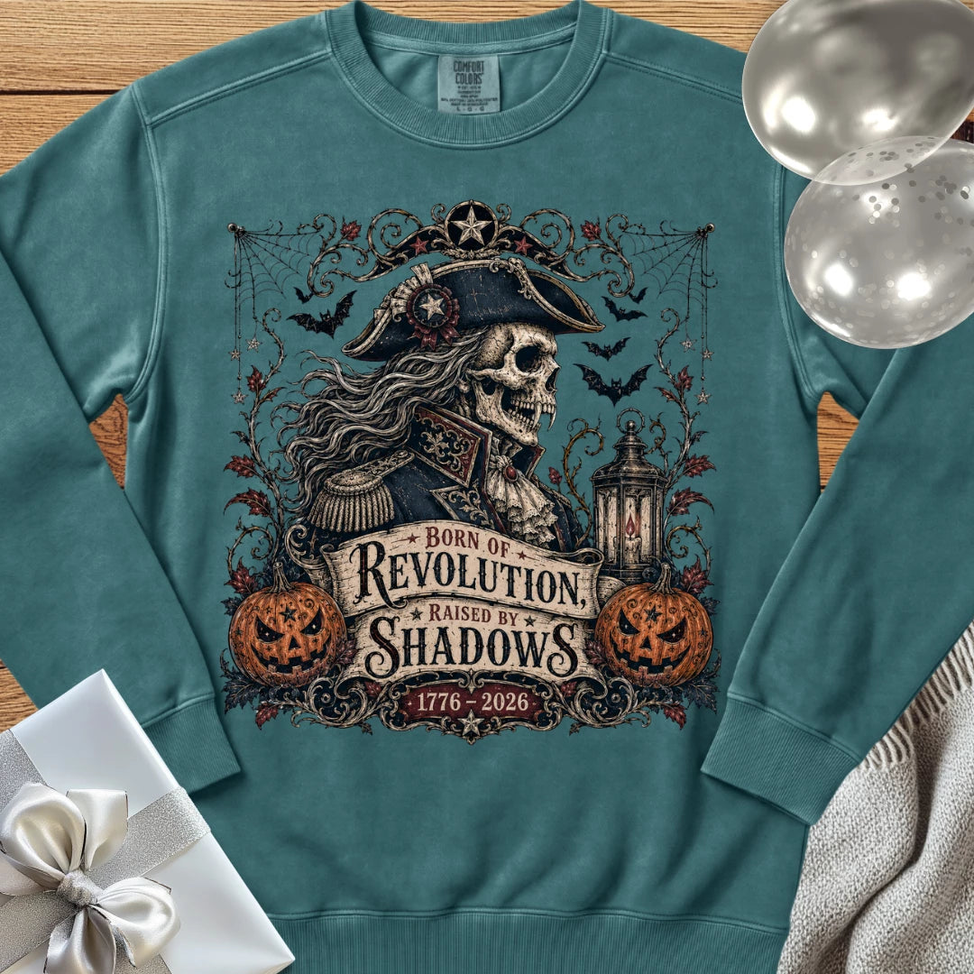 Born of Revolution, Raised by Shadows - Premium America 250 Halloween Sweatshirt