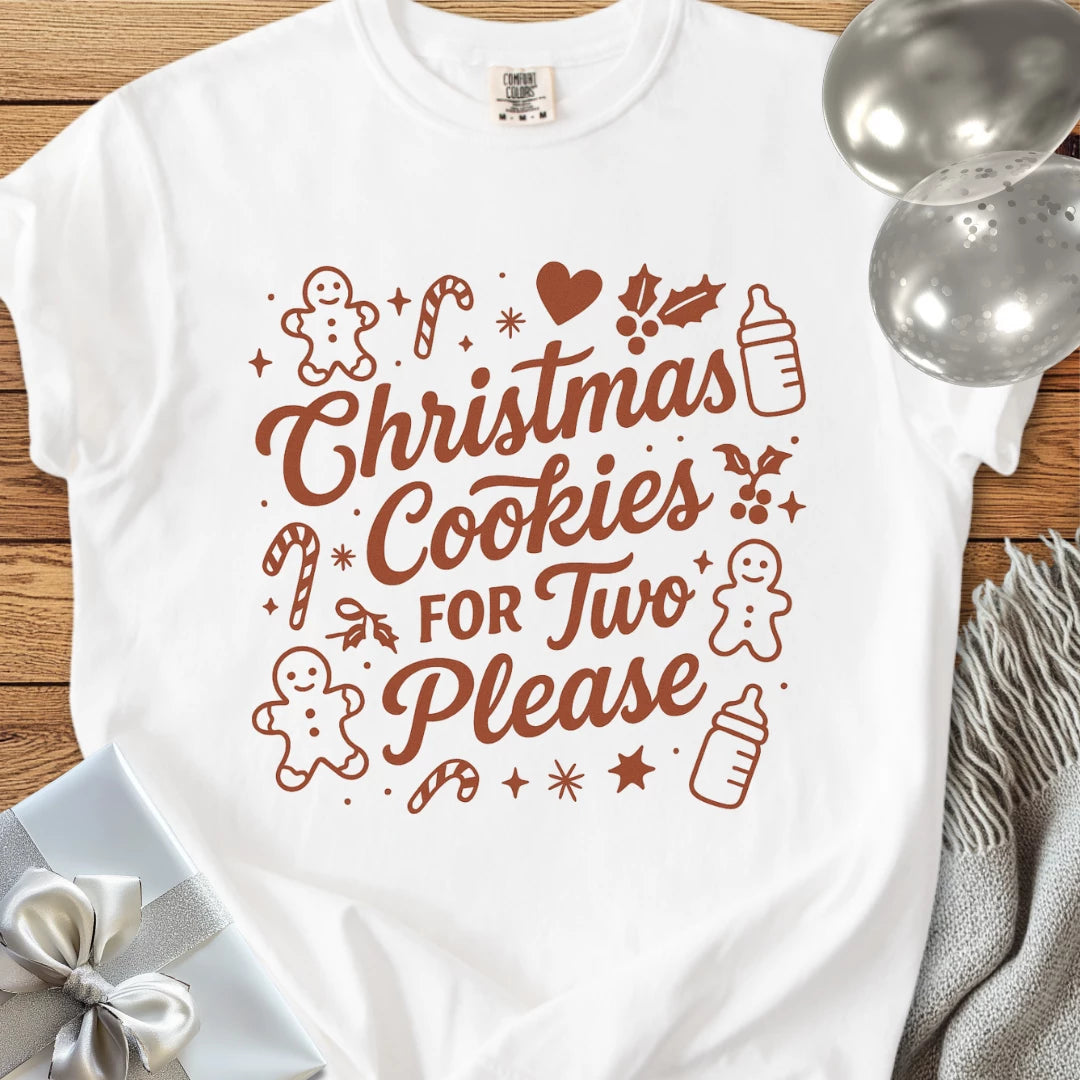Christmas Cookies for Two Please - Premium Christmas Pregnancy T-Shirt